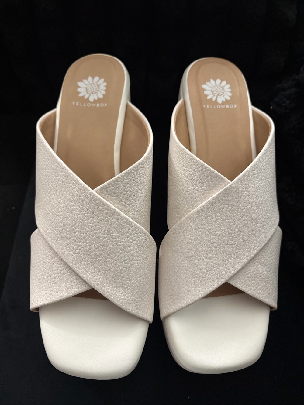 Yellow Box Women's Crisscross Slide Mules — Off-White